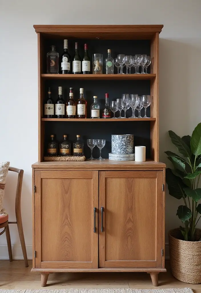 28 Mini Bar Ideas for Small Space Living Rooms That Feel Functional and Fun - 15. Bar in a Cabinet