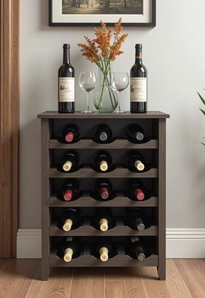 28 Mini Bar Ideas for Small Space Living Rooms That Feel Functional and Fun - 17. Mini Wine Rack