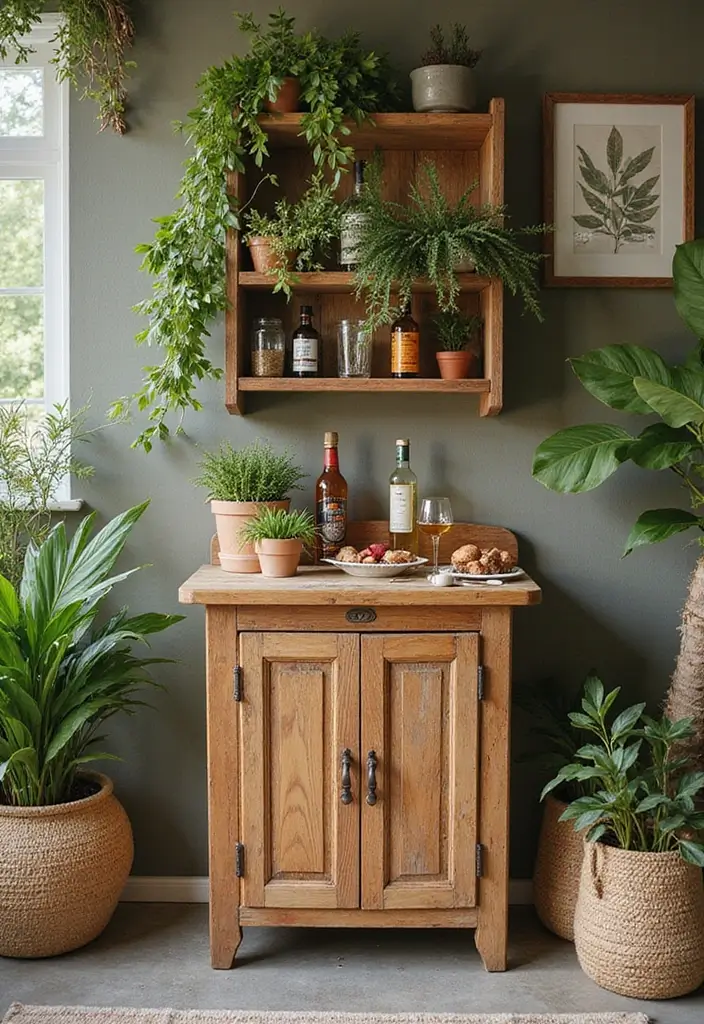 28 Mini Bar Ideas for Small Space Living Rooms That Feel Functional and Fun - 25. Outdoor-Inspired Indoor Bar