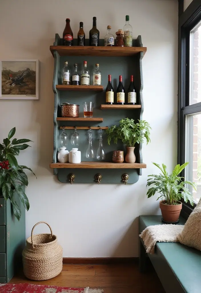 28 Mini Bar Ideas for Small Space Living Rooms That Feel Functional and Fun - 6. Wall-Mounted Bar