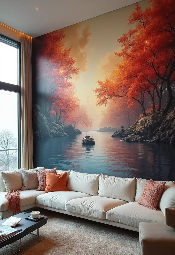 28 Painting Living Room Ideas That Instantly Refresh Your Walls - 13. Artistic Murals