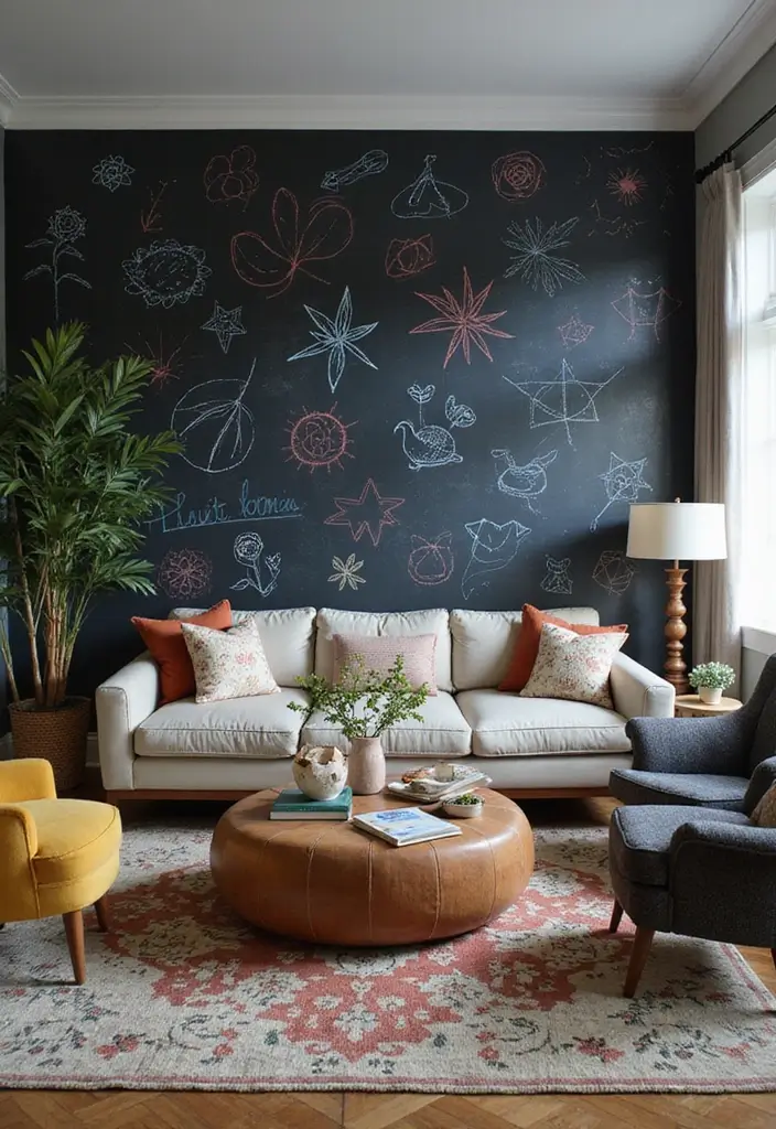 28 Painting Living Room Ideas That Instantly Refresh Your Walls - 4. Chalkboard Paint