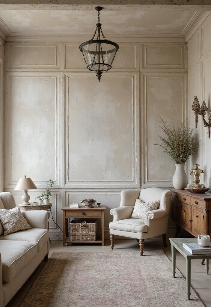 28 Painting Living Room Ideas That Instantly Refresh Your Walls - 9. Vintage Charm with Distressed Paint