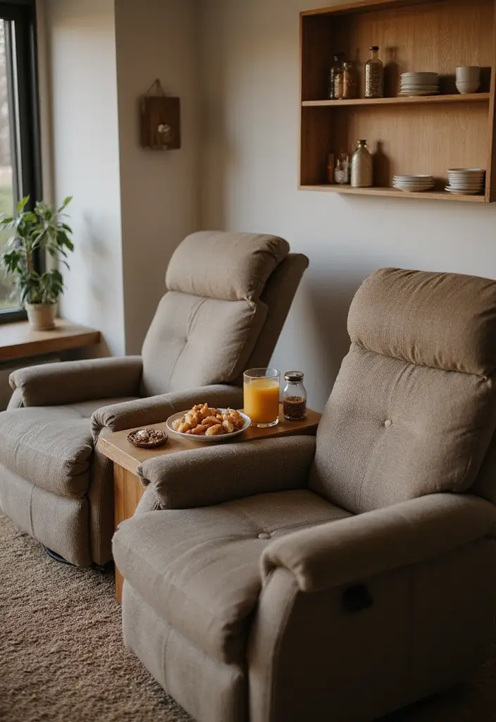 28 Recliner Chair in Living Room Ideas That Add Comfort and Function - 15. Dual Recliners for Couples