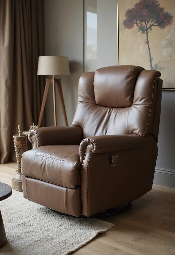 28 Recliner Chair in Living Room Ideas That Add Comfort and Function - 3. Chic Leather Recliners