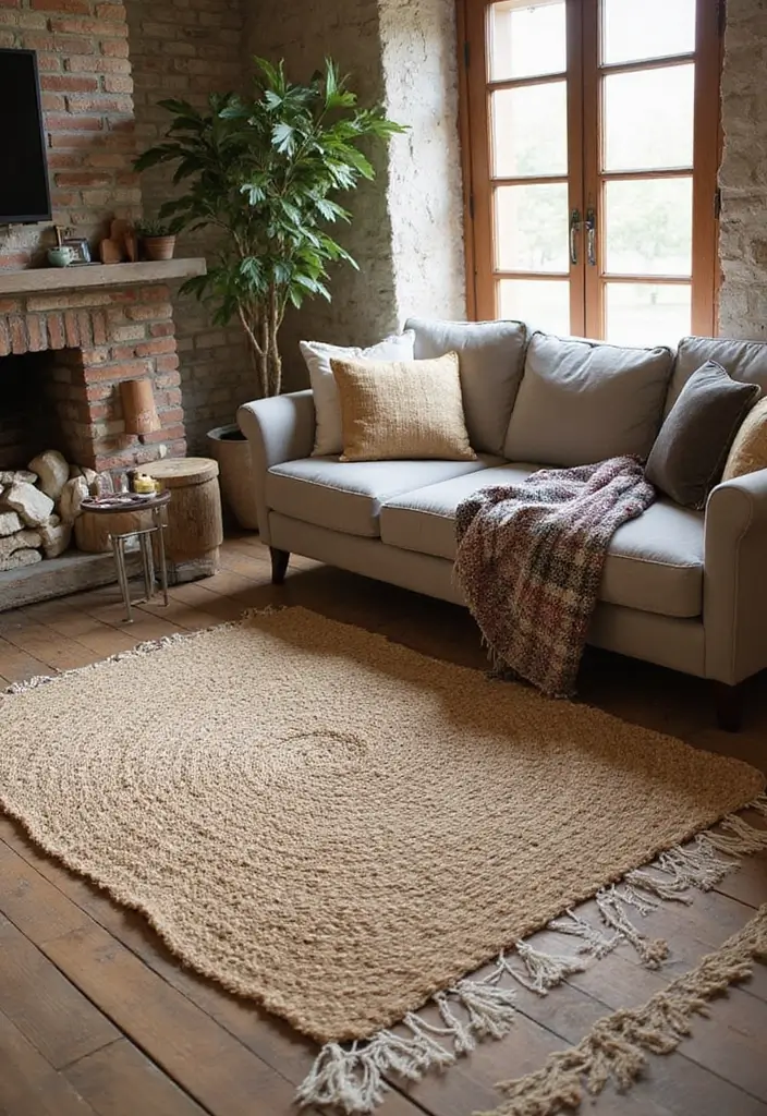 28 Rustic Living Room Ideas That Add Warmth and Character - 10. Layered Rugs