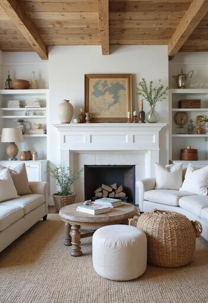 28 Rustic Living Room Ideas That Add Warmth and Character - 17. Farmhouse Chic