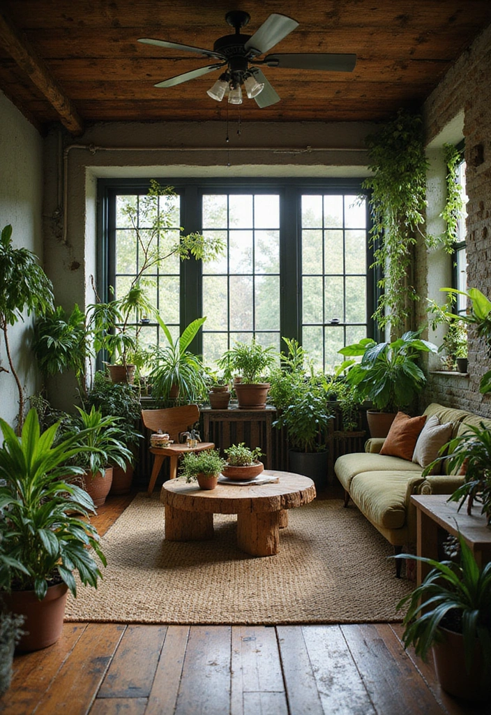 28 Rustic Living Room Ideas That Add Warmth and Character - 20. Rustic Plants and Greenery