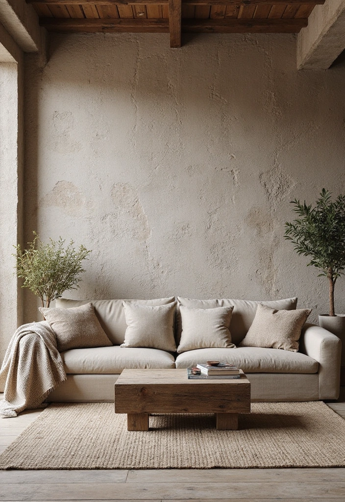 28 Rustic Living Room Ideas That Add Warmth and Character - 22. Textured Wallpaper