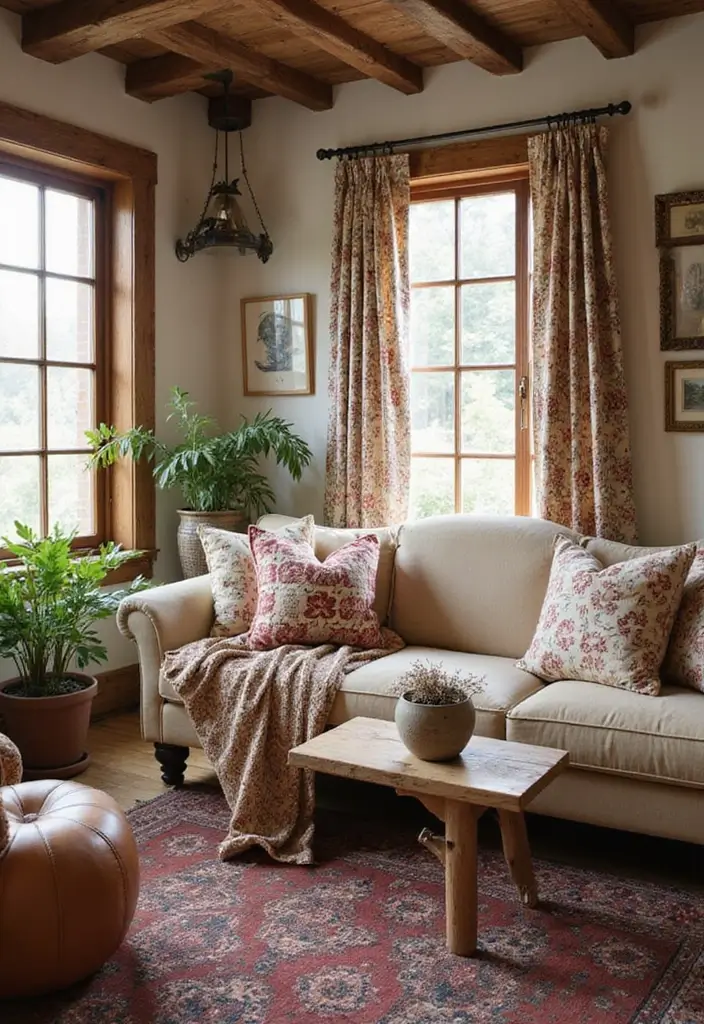 28 Rustic Living Room Ideas That Add Warmth and Character - 25. Playful Patterns