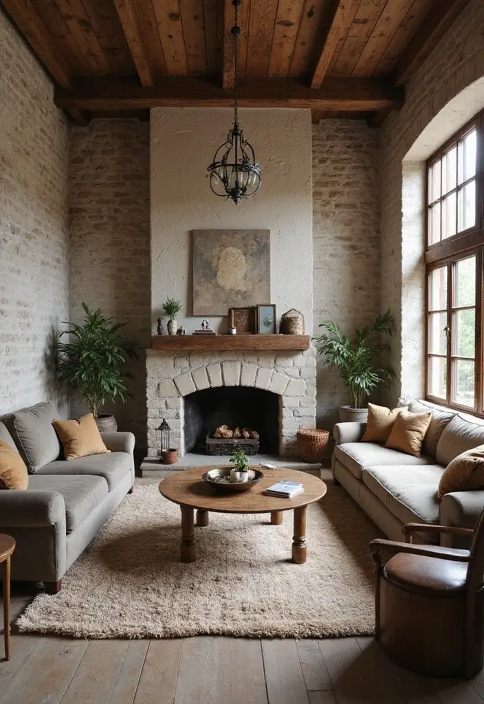 28 Rustic Living Room Ideas That Add Warmth and Character - 27. Incorporate Old with New