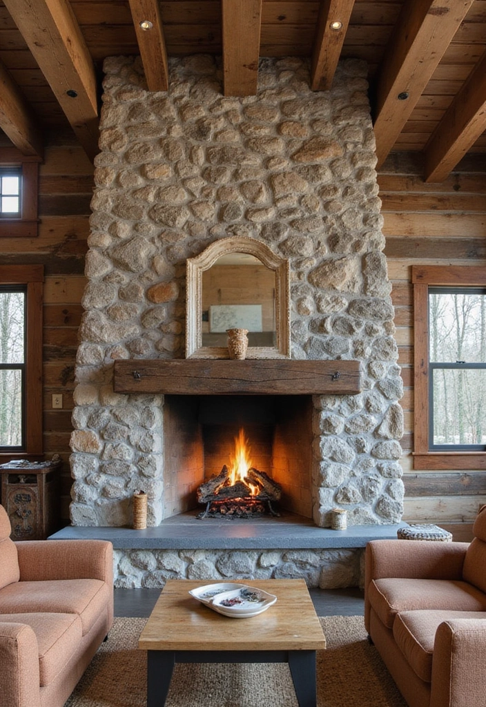 28 Rustic Living Room Ideas That Add Warmth and Character - 8. Statement Fireplaces