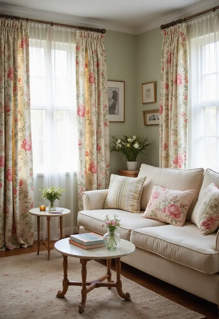 28 Shabby Chic Living Room Ideas That Feel Soft and Vintage - 11. Use Floral Patterns