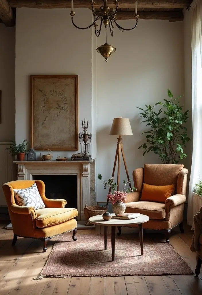 28 Shabby Chic Living Room Ideas That Feel Soft and Vintage - 2. Mix and Match Furniture Styles