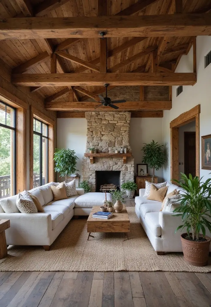 28 Shabby Chic Living Room Ideas That Feel Soft and Vintage - 8. Emphasize Rustic Elements