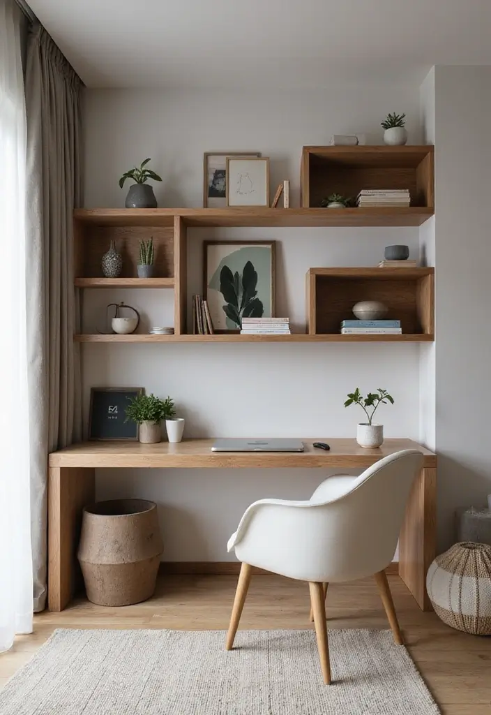 28 Staggered Floating Shelves Living Room Ideas That Add Visual Interest - 8. Multi-Functional Shelves for Dual Purpose