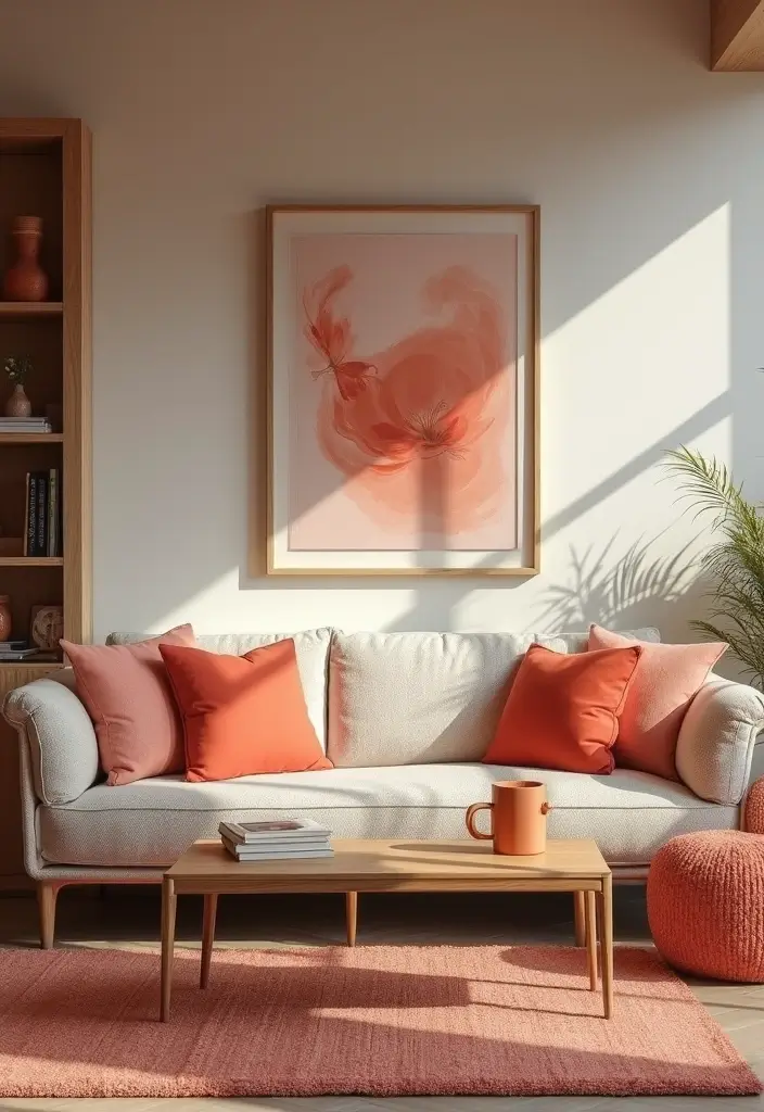 28 Sunset Living Room Ideas That Bring Color and Calm - 1. Embrace the Warm Embrace of Coral