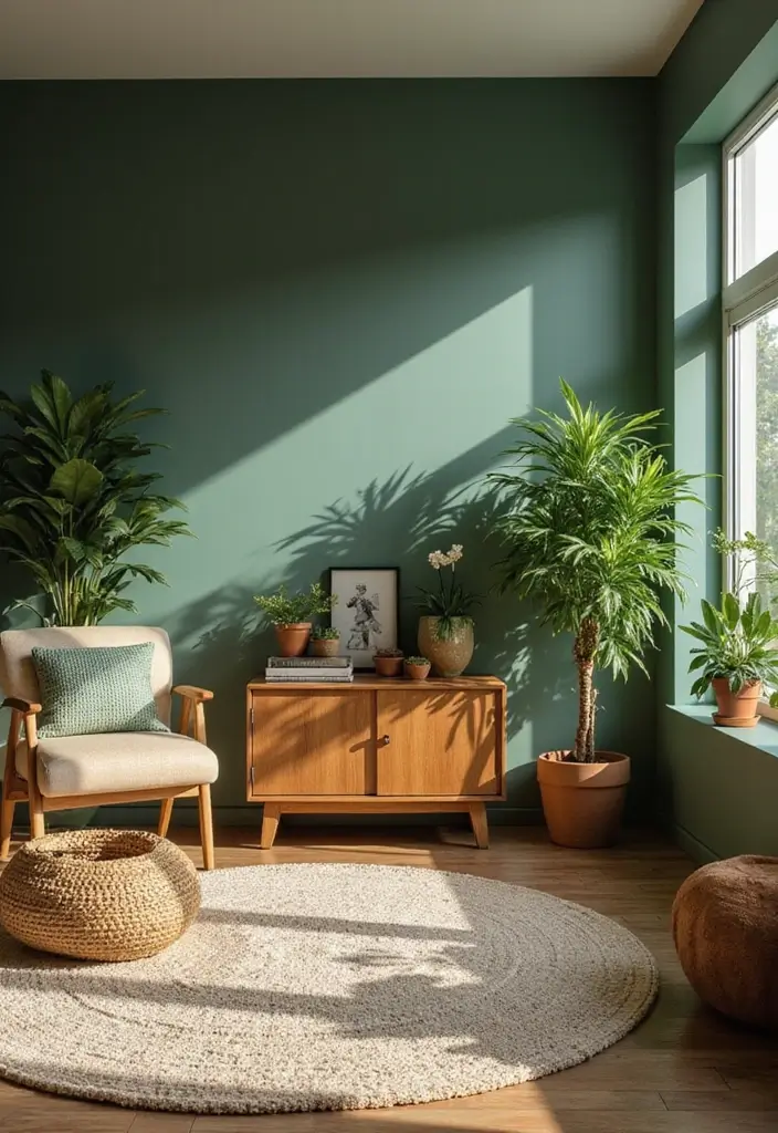 28 Sunset Living Room Ideas That Bring Color and Calm - 10. Earthy Greens for a Natural Touch
