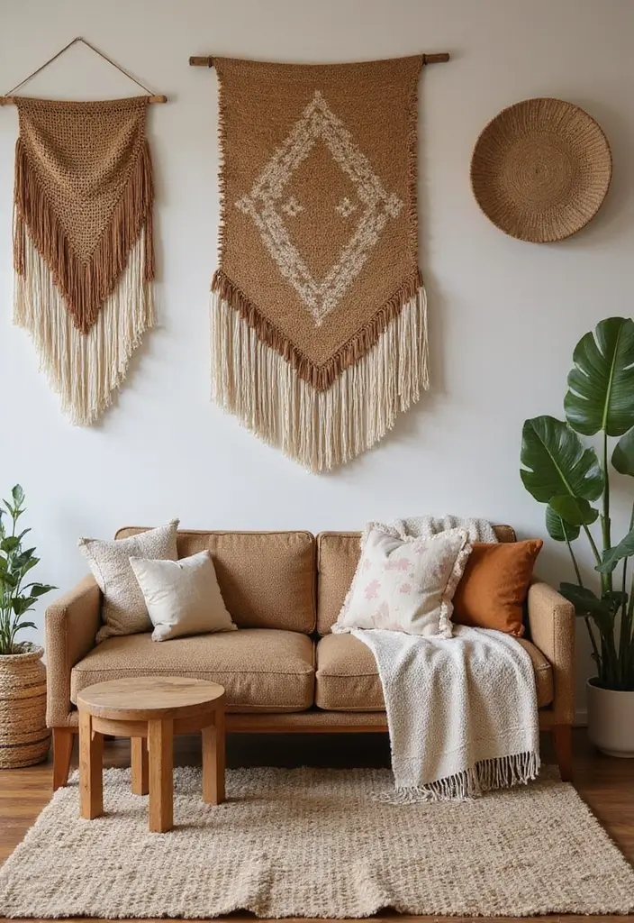 28 Sunset Living Room Ideas That Bring Color and Calm - 11. The Cozy Touch of Woven Textiles