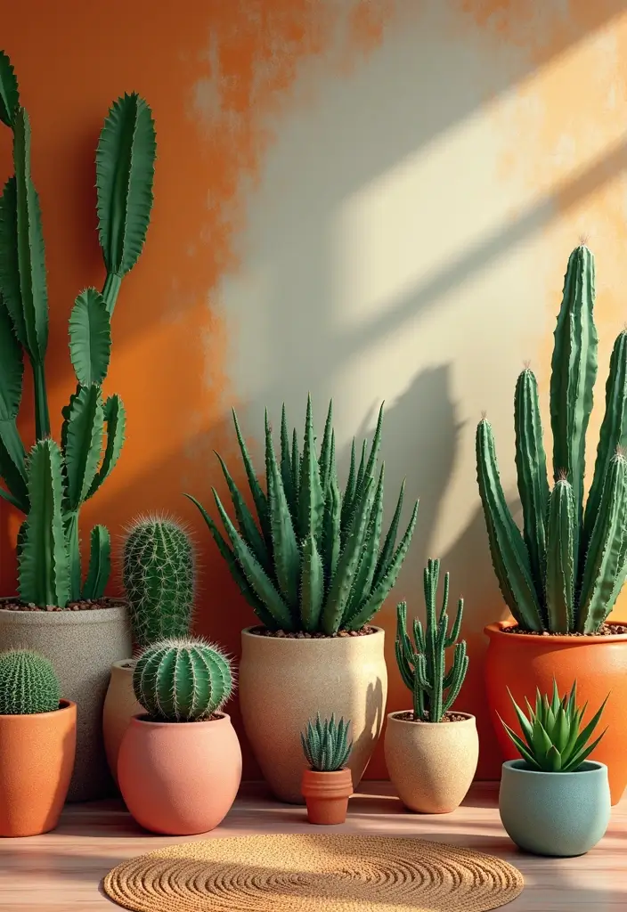 28 Sunset Living Room Ideas That Bring Color and Calm - 18. Succulent and Cactus Decor