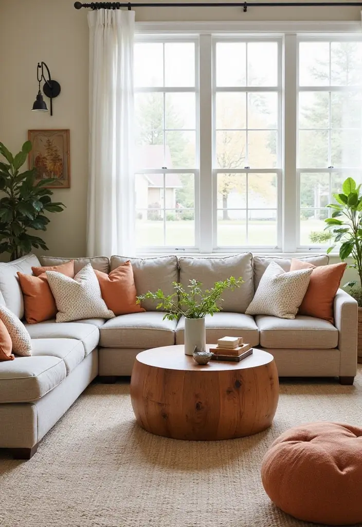 28 Sunset Living Room Ideas That Bring Color and Calm - 28. Seasonal Decor Updates with Sunset Themes