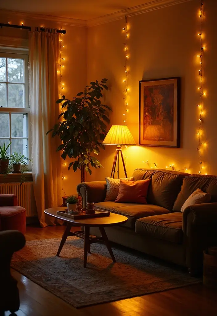 28 Sunset Living Room Ideas That Bring Color and Calm - 5. Golden Hour Lighting for a Cozy Glow