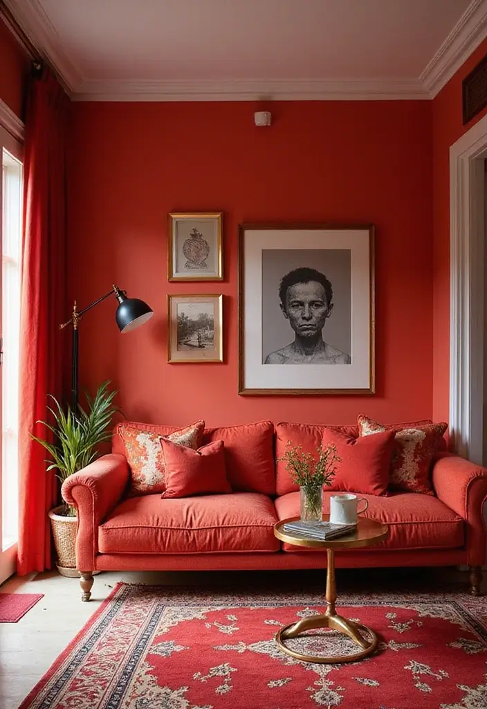 28 Sunset Living Room Ideas That Bring Color and Calm - 8. Radiant Reds for Bold Statements
