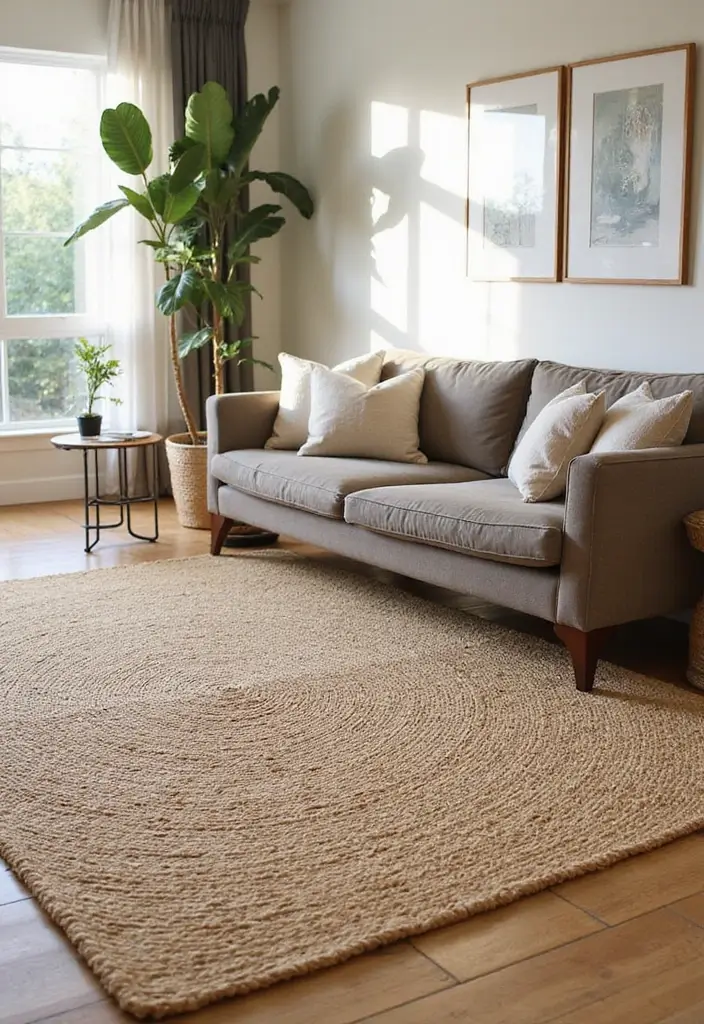 29 Carpet Ideas Living Room Modern Styles That Feel Plush and Trendy - 1. Sustainable Jute Area Rugs