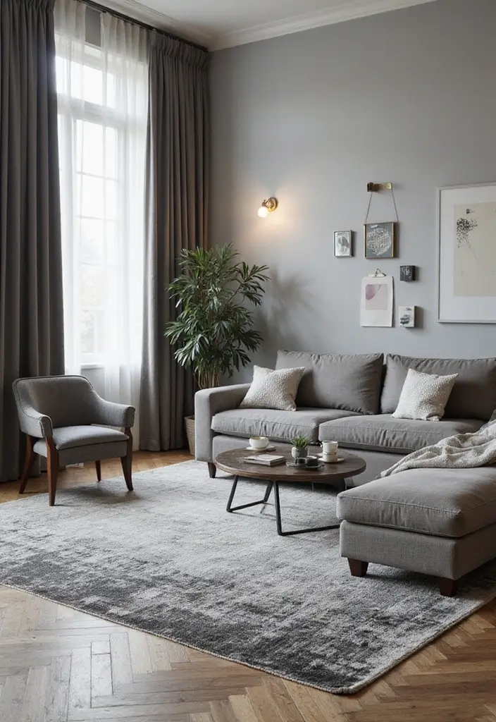 29 Carpet Ideas Living Room Modern Styles That Feel Plush and Trendy - 10. Monochrome Magic