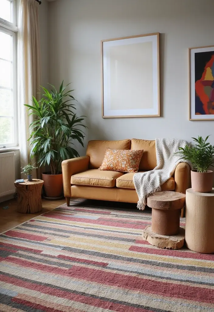 29 Carpet Ideas Living Room Modern Styles That Feel Plush and Trendy - 12. Striped Patterns