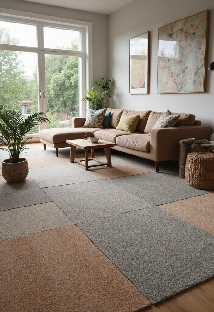 29 Carpet Ideas Living Room Modern Styles That Feel Plush and Trendy - 14. Recycled Carpet Tiles