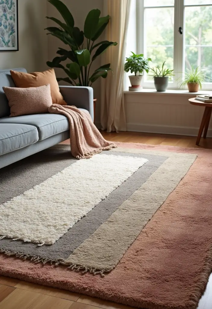 29 Carpet Ideas Living Room Modern Styles That Feel Plush and Trendy - 20. Layered Textures