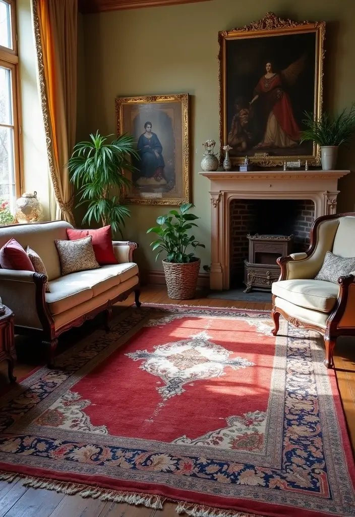 29 Carpet Ideas Living Room Modern Styles That Feel Plush and Trendy - 23. Vintage Persian Carpets