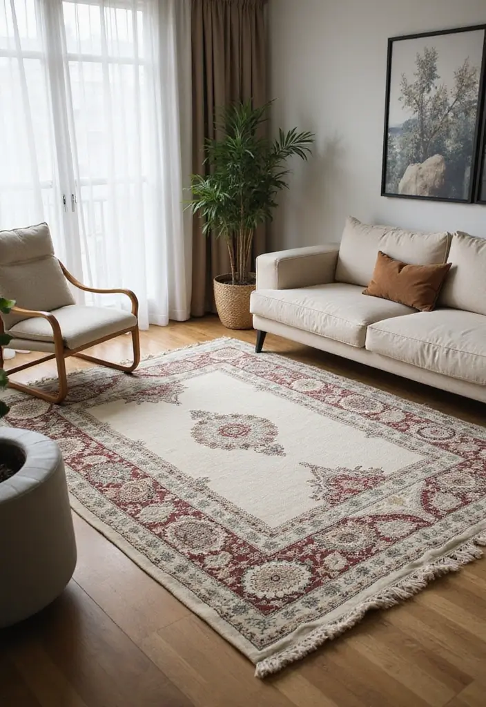 29 Carpet Ideas Living Room Modern Styles That Feel Plush and Trendy - 25. Carpets with Borders