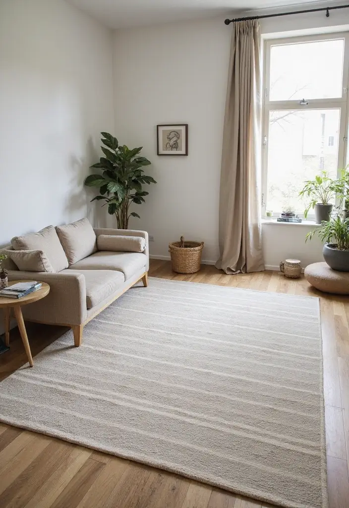 29 Carpet Ideas Living Room Modern Styles That Feel Plush and Trendy - 29. Minimalist Stripe Carpets