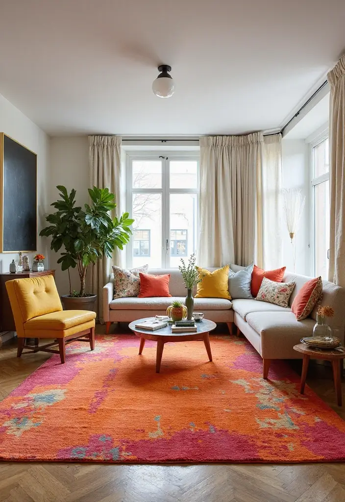 29 Carpet Ideas Living Room Modern Styles That Feel Plush and Trendy - 6. Bold Color Choices