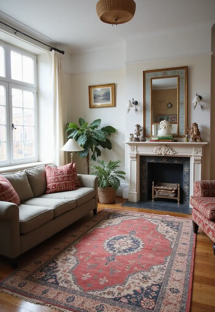 29 Carpet Ideas Living Room Modern Styles That Feel Plush and Trendy - 7. Vintage Revival