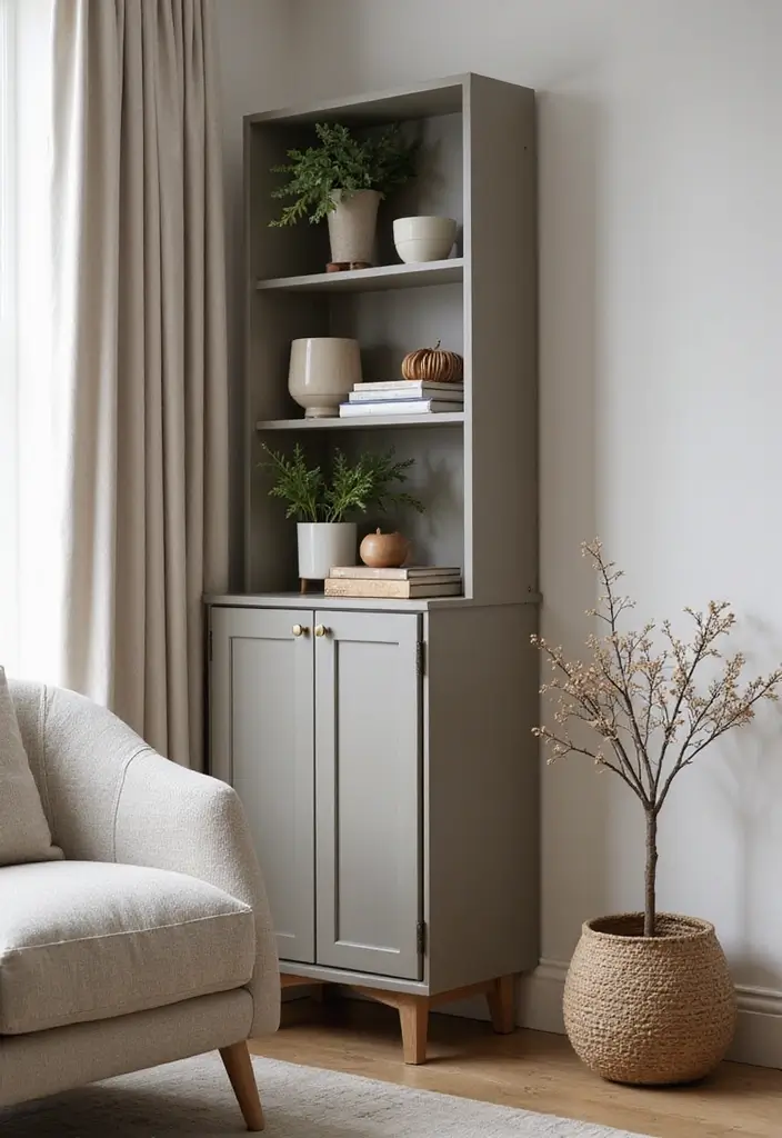 29 Corner Cabinet Living Room Ideas That Add Storage and Charm - 17. Console Style: Narrow Corner Cabinet