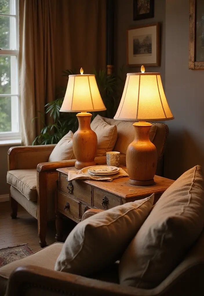 29 Cozy Lamps Living Room Ideas That Add Warmth and Soft Light - 2. Wooden Table Lamps for a Natural Touch