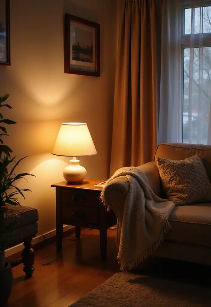 29 Cozy Lamps Living Room Ideas That Add Warmth and Soft Light - 20. Soft Glow Nightstand Lamps