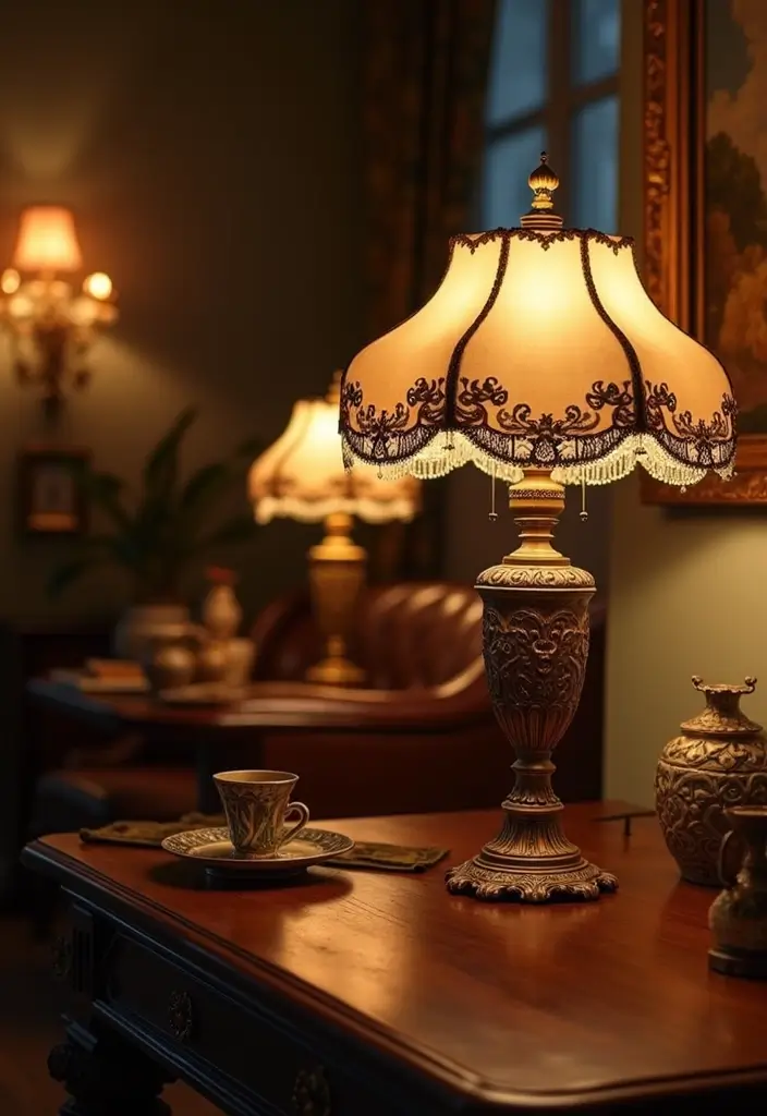 29 Cozy Lamps Living Room Ideas That Add Warmth and Soft Light - 21. Antique Style Table Lamps