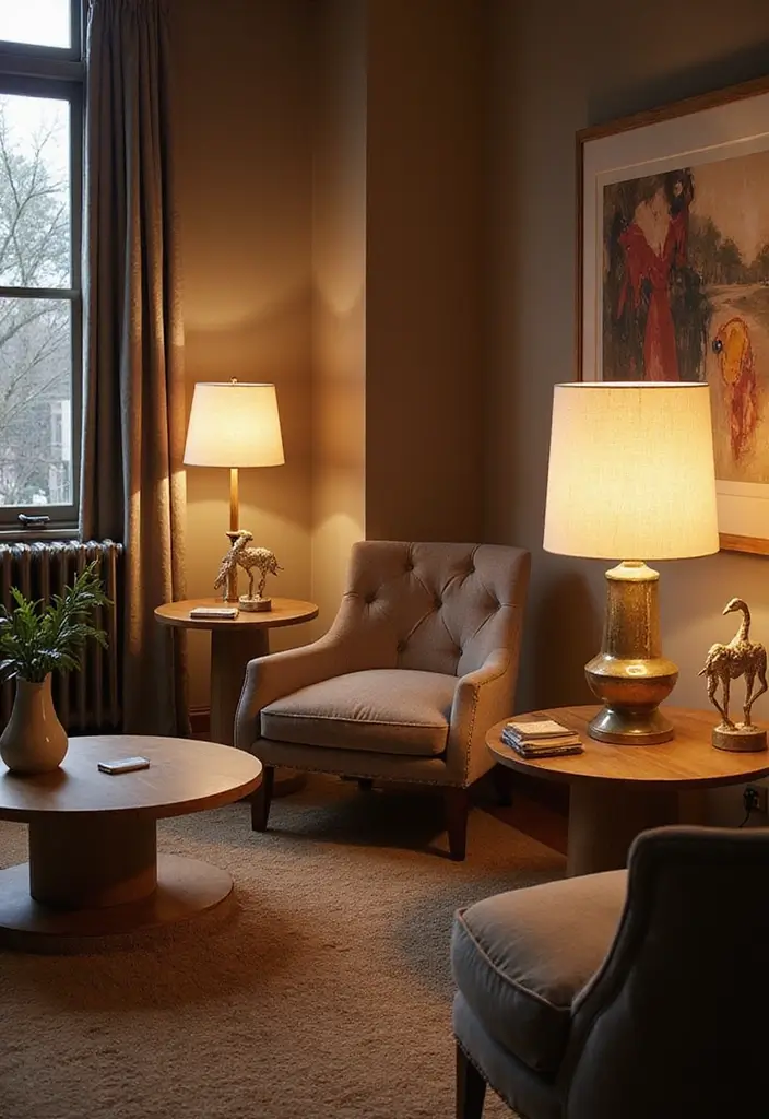 29 Cozy Lamps Living Room Ideas That Add Warmth and Soft Light - 29. Artistic Sculptural Lamps