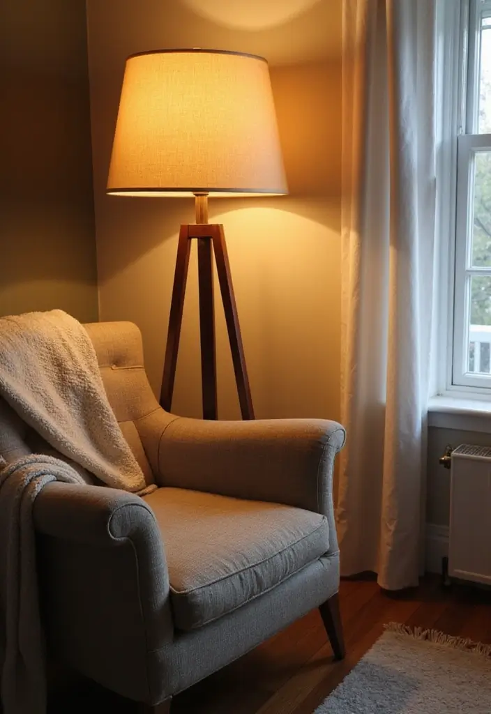 29 Cozy Lamps Living Room Ideas That Add Warmth and Soft Light - 3. Floor Lamps with Fabric Shades