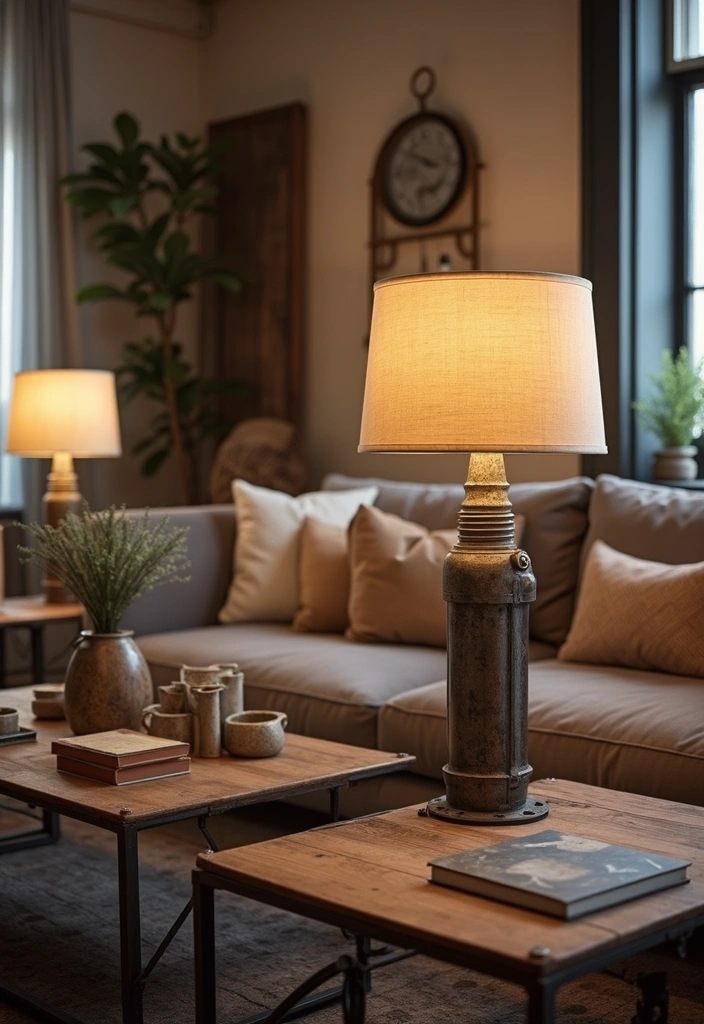 29 Cozy Lamps Living Room Ideas That Add Warmth and Soft Light - 5. Industrial Style Table Lamps