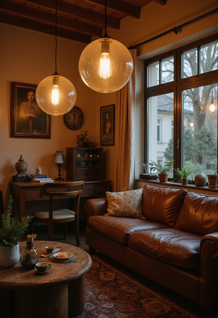 29 Cozy Lamps Living Room Ideas That Add Warmth and Soft Light - 6. Vintage Globe Lights