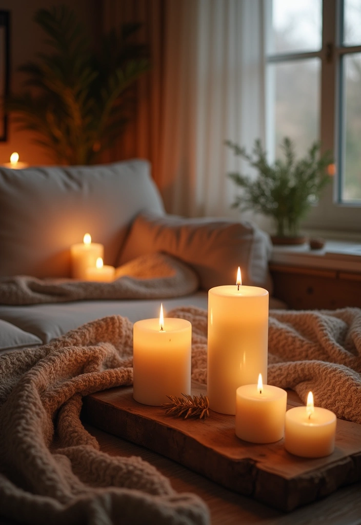 29 Cozy Lamps Living Room Ideas That Add Warmth and Soft Light - 7. Cozy Candle Holders as Lamp Alternatives