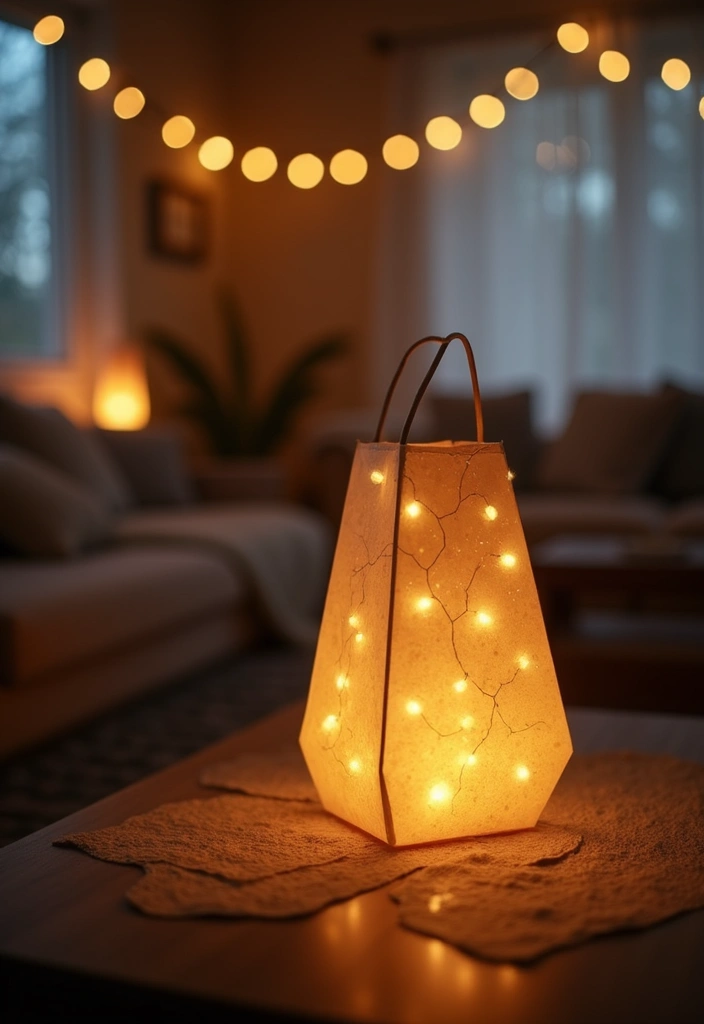 29 Fairy Lights Living Room Apartments Ideas That Feel Dreamy and Cozy - 21. Fairy Lights in a Paper Lantern