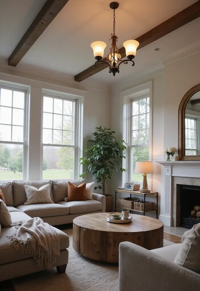 29 Farmhouse Interior Design Living Room Ideas That Feel Timeless and Cozy - 19. Modern Farmhouse Lighting