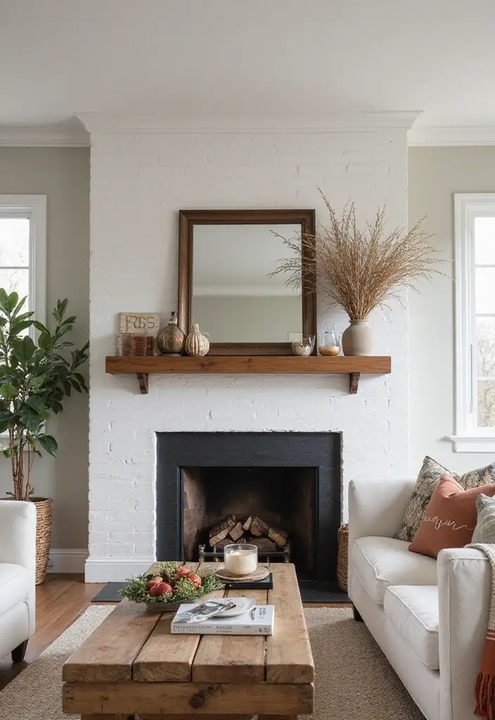 29 Farmhouse Interior Design Living Room Ideas That Feel Timeless and Cozy - 23. Farmhouse-Style Fireplaces