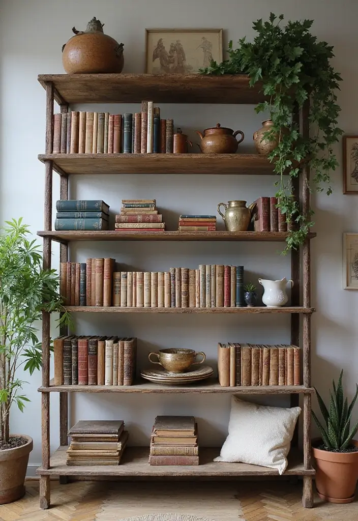 29 Farmhouse Interior Design Living Room Ideas That Feel Timeless and Cozy - 3. Open Shelving Display